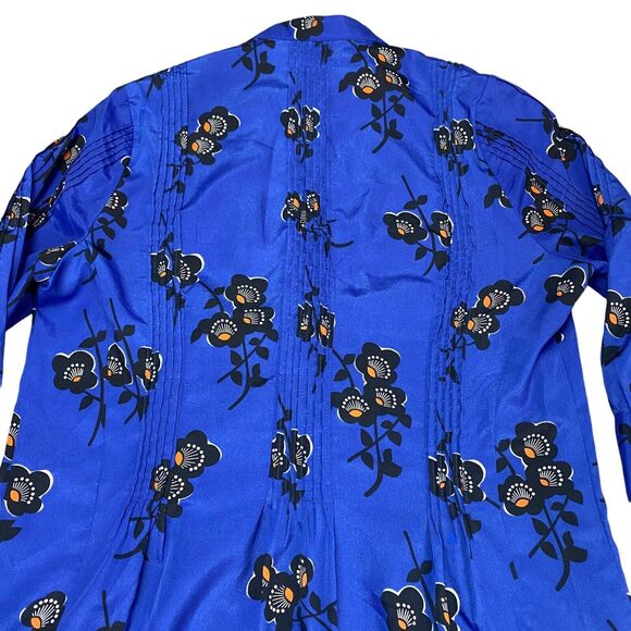 Madchen Tunic Dress Women's Size 8 Blue Floral Pleated Asymmetrical Snap Front - Picture 13 of 16